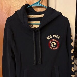 Hollister Dark Blue Men's Hoodie with Red Patch